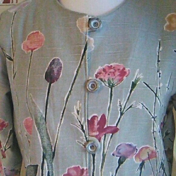 Coldwater Creek Cotton/Flax Floral Jacket - Picture 2 of 9